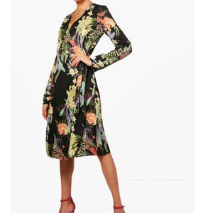 Tall Floral Print Wrap Kimono Dress
